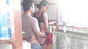 Indian woman with saggy tits and glasses has sex with a man